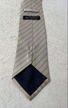 Load image into Gallery viewer, Venetto Collection Mens Light Blue Beige Striped Keeper Loop Pointed Tie
