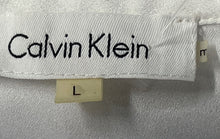 Load image into Gallery viewer, Calvin Klein Womens White Split Neck Pockets Long Sleeve Button-Up Shirt Size L
