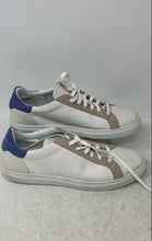 Load image into Gallery viewer, Greats Womens Brooklyn White Blue Leather Lace-Up Low Top Sneaker Shoes Size 8
