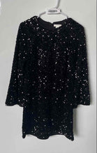 Load image into Gallery viewer, H&amp;M Womens Black Sequin 3/4 Sleeve Collarless Cocktail A-Line Dress Size XS
