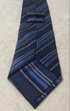 Load image into Gallery viewer, Versa Mens Blue Striped Printed Keeper Loop Adjustable Pointed Tie
