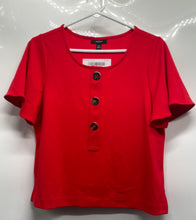 Load image into Gallery viewer, Alfani Womens Red Short Sleeve Henley Neck Blouse Top Size PM
