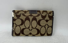 Load image into Gallery viewer, Coach Womens Brown And Beige Logo Print Credit Card Slot Trifold Wallet

