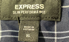 Load image into Gallery viewer, Express Mens Blue Plaid Long Sleeve Collared Button-Up Shirt Size XL
