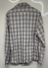 Load image into Gallery viewer, Express Mens Gray Plaid Print Long Sleeve Collared Button-Up Shirt Sz L 16-16.5
