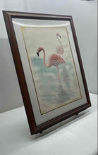 Load image into Gallery viewer, Wall Hanging Home Decor Flamingo Birds Framed Signed Charles H. Hibbins Print
