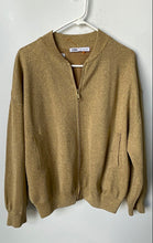 Load image into Gallery viewer, Zara Womens Gold Metallic Knitted Long Sleeve Full-Zip Bomber Jacket Size Small
