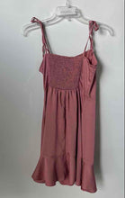 Load image into Gallery viewer, Express Womens Pink Tie Strap Sleeveless Collarless Fit &amp; Flare Dress Size Small
