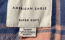 Load image into Gallery viewer, American Eagle Mens Blue Pink Plaid Long Sleeve Button-Up Shirt Size M With Tag
