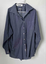Load image into Gallery viewer, Michael Kors Mens Blue White Printed Big Fit Long Sleeve Dress Shirt Size 18
