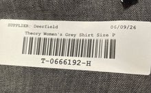 Load image into Gallery viewer, Theory Womens Gray Short Sleeve Collared Button-Up Shirt Size Small
