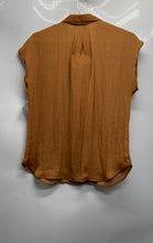 Load image into Gallery viewer, Nine West Womens Brown Cap Sleeve Easy Lapel Collared Button-Up Shirt Size Small
