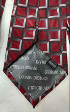 Load image into Gallery viewer, Giorgio Armani Mens Red &amp; Multicolor Geometric Silk Adjustable Designer Tie
