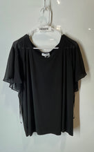 Load image into Gallery viewer, Calvin Klein Womens Black Flutter Sleeve Crew Neck Pullover Blouse Top Size XL
