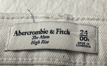 Load image into Gallery viewer, Abercrombie &amp; Fitch Womens White Distressed High Rise Mom Jeans Size 24/00R
