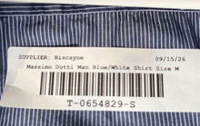Load image into Gallery viewer, Massimo Dutti Mens Blue White Striped Long Sleeve Button-Up Shirt Size Medium
