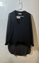 Load image into Gallery viewer, Zara Womens Black Long Sleeve V-Neck High-Low Hem Pullover Blouse Top Size Small
