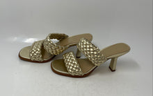 Load image into Gallery viewer, Michael Kors Womens Nadia Metallic Gold Braided Strap High Slide Sandals Size 6M
