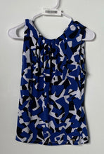 Load image into Gallery viewer, Calvin Klein Womens Blue Sleeveless Collarless Back Button Blouse Top Size M
