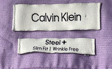 Load image into Gallery viewer, Calvin Klein Mens Purple Long Sleeve Slim Fit Wrinkle Free Dress Shirt Size M
