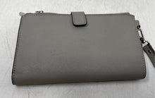 Load image into Gallery viewer, Michael Kors Womens Gray Leather ID Window Double Zip Wristlet Wallet
