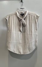 Load image into Gallery viewer, Banana Republic Womens Beige Short Sleeve Tie-Collar Pullover Blouse Top Size SP
