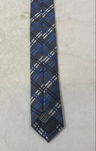 Load image into Gallery viewer, Van Heusen Studio Mens Blue Plaid Silk Keeper Loop Adjustable Pointed Tie
