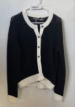 Load image into Gallery viewer, Karl Lagerfeld Womens Black White Knitted Long Sleeve Cardigan Sweater Size M
