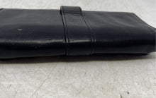 Load image into Gallery viewer, Armani Exchange Womens Black Leather Two Buckle Flap Pocket Snap Bifold Wallet
