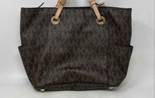 Load image into Gallery viewer, Michael Kors Womens Jet Set Dark Brown Signature Leather Charm Tote Handbag
