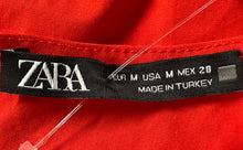 Load image into Gallery viewer, Zara Womens Red Cotton Round Neck Short Sleeve Pullover Blouse Top Size Medium
