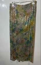 Load image into Gallery viewer, Zara Womens Multicolor Sequin Side Zipper Front Draped Knot Maxi Skirt Size XS
