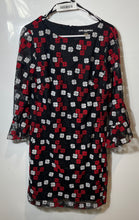 Load image into Gallery viewer, Karl Lagerfeld Womens Multicolor Floral Bell Sleeve Overlay Mini Dress Size 8
