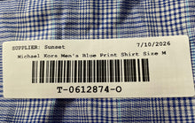 Load image into Gallery viewer, Michael Kors Mens Blue Printed Collared Long Sleeve Dress Shirt Size Medium
