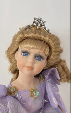 Load image into Gallery viewer, Blonde Curly Hair Ballerina Porcelain Doll In Removable Purple Outfit With Shoes
