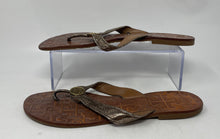 Load image into Gallery viewer, Authentic Tory Burch Womens Thora Brown Thong Sandals Size 8M Stained Worn

