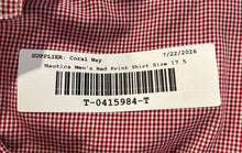 Load image into Gallery viewer, Nautica Mens Red Gingham Print Cotton Collared Long Sleeve Dress Shirt Size 17.5
