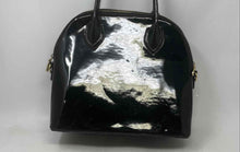 Load image into Gallery viewer, Adrienne Vittadini Womens Black Patent Leather Bottom Studs Dome Satchel Bag
