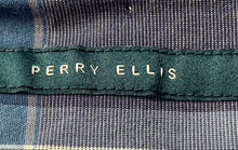 Load image into Gallery viewer, Perry Ellis Mens Turquoise Plaid Cotton Short Sleeve Button-Up Shirt Size Large
