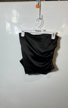 Load image into Gallery viewer, Zara Womens Black Strapless Asymmetric Hem Side Zipper Ruched Blouse Top Size S
