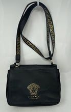 Load image into Gallery viewer, Versace Parfums Womens Medusa Black Zipper Logo Inner Pocket Crossbody Purse
