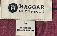 Load image into Gallery viewer, Haggar Clothing Mens Burgundy Plaid Print Long Sleeve Button-Up Shirt Size Large

