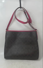 Load image into Gallery viewer, Coach Womens Brown Pink Signature Leather Trim Zip Top File Crossbody Handbag
