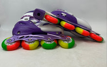 Load image into Gallery viewer, Power Superb Kids Purple White Adjustable Quad Wheel Inline Skates Size Medium
