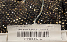 Load image into Gallery viewer, Zara Womens Black Gold Sparkle Sequin Ruched Mini Skort Size Small
