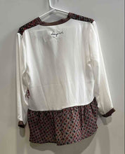 Load image into Gallery viewer, Desigual Womens White Burgundy Mandala Long Sleeve Split Neck Blouse Top Size L

