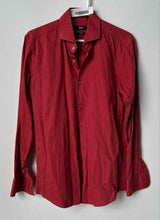 Load image into Gallery viewer, Hugo Boss Mens Red Long Sleeve Spread Collar Slim Fit Dress Shirt Size 39 15 1/2
