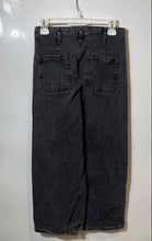 Load image into Gallery viewer, Zara Womens Black Dark Wash Stretch Pockets Cropped Wide-Leg Jeans Size 4
