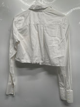 Load image into Gallery viewer, Zara Womens White Long Sleeve Button Front Poplin Cropped Blouse Top Size M

