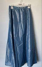 Load image into Gallery viewer, Express Womens Blue Satin Back Zip &amp; Button Full Length Maxi Skirt Size 5/6
